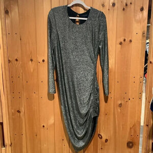 VERONICA BEARD Cyrus metallic ruched dress